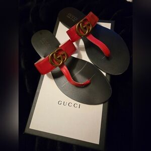 Gucci Women's Red Leather Sandals